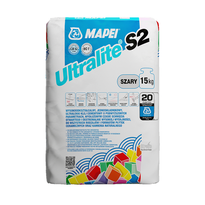 Mapei Ultralite S2 szara wysokoodkształcalna zaprawa klejowa 15kg