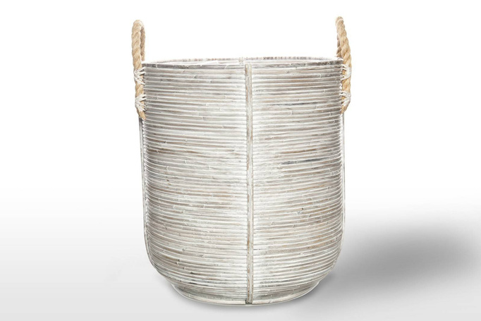 Amiens Rattan Basket ⌀45cm x výška 50 cm bílá otře