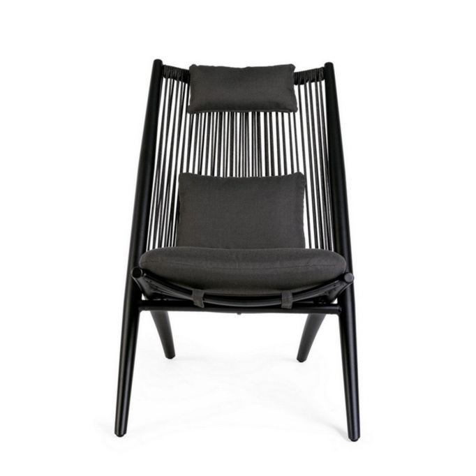 Fotel ogrodowy z poduszkami BOLZANO Acri czarny 66 x 84 x 98 cm - EKSPOZYCJA