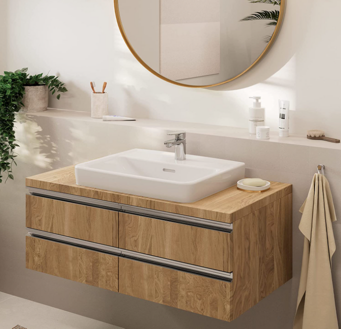 Bateria umywalkowa stojąca EcoSmart chrom.