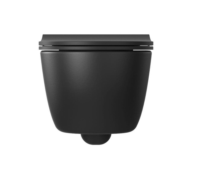 WC Bowl visící s černým samoobslužnou deskou