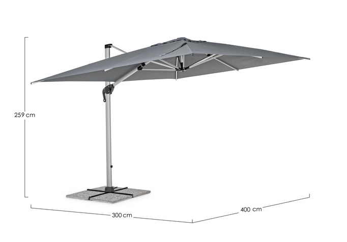 Parasol ogrodowy 300x400cm BOLZANO Ibis aluminium szary