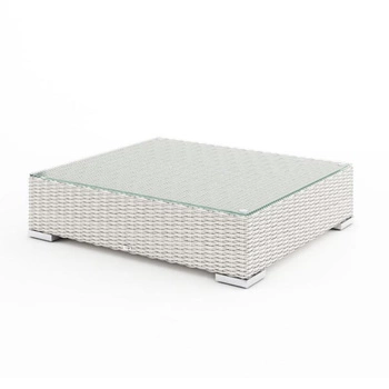 Stolik / puf MILANO (z szybą i poduszką) Royal Biały