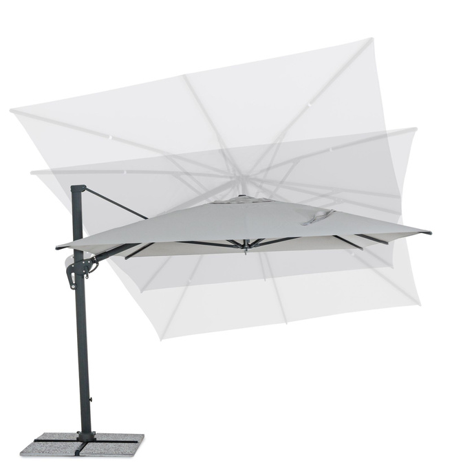 Parasol ogrodowy 300x400cm BOLZANO Ibis aluminium jasny szary