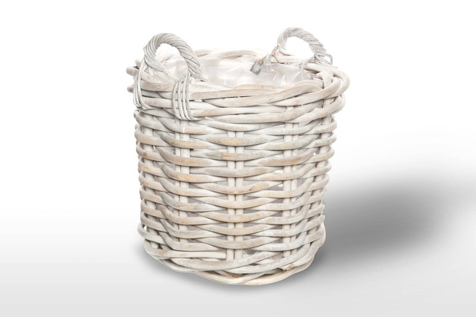 Rennes Rattan Basket ⌀50cm x výška 45 cm bílá otře