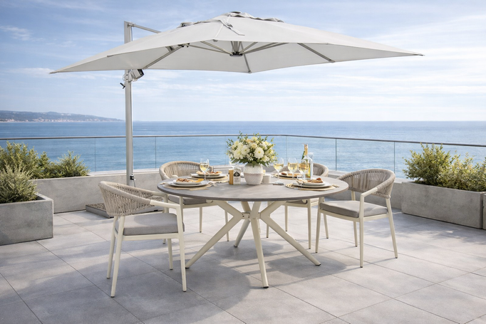 Stół ogrodowy Cristallo 130 cm BOLZANO aluminium beżowy