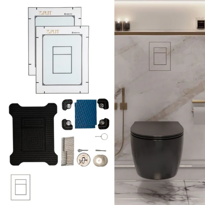 Edplit ukryty przycisk spłukujący WC - Kompatybilny z GROHE - czarny - z zestawem narzędzi E10010