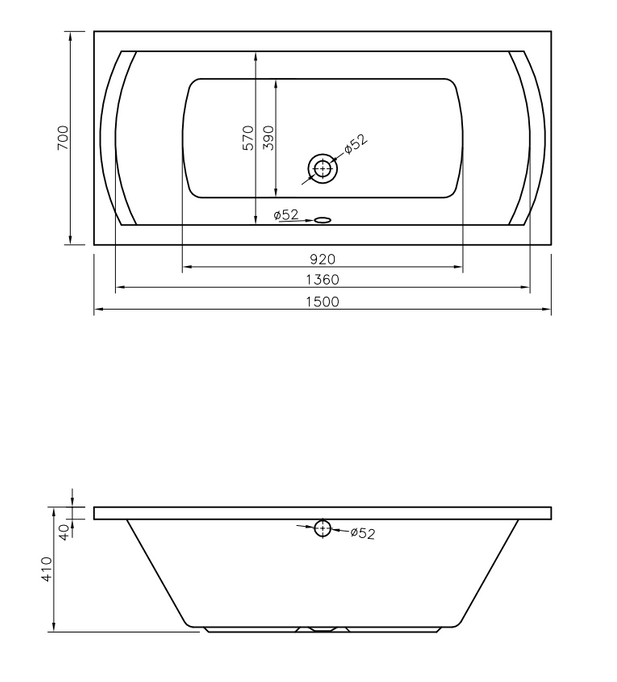 Dessi Home Niko 150 × 70 postavená -ve vaně