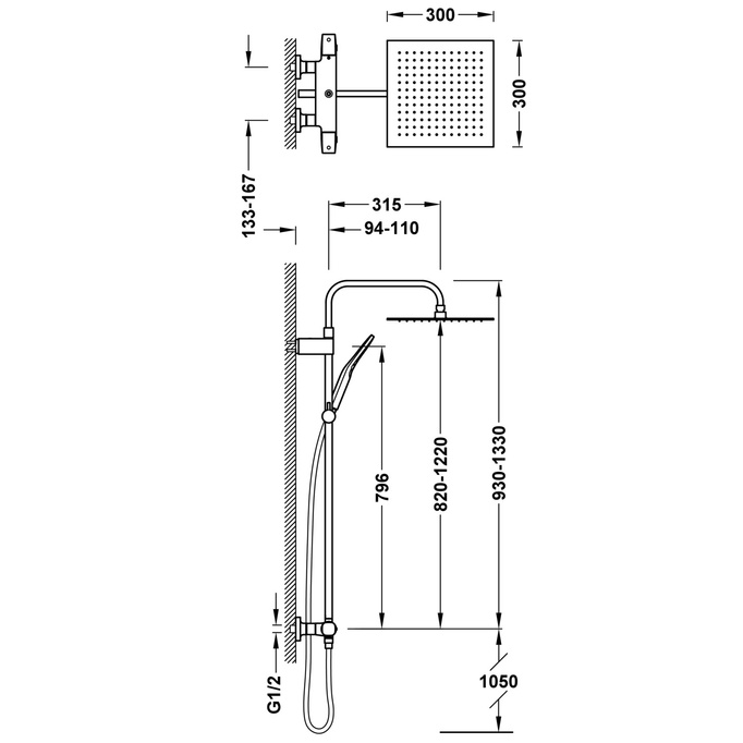 Zestaw prysznicowy natynkowy TRES różowe złoto matowe - EKSPOZYCJA