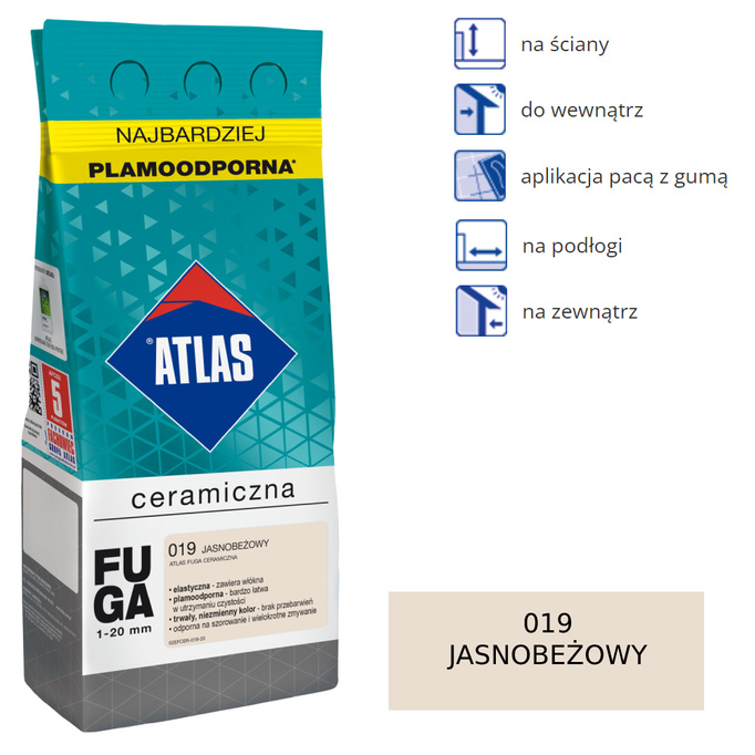 Atlas Ceramic Grout - 019 Light Beige 5kg