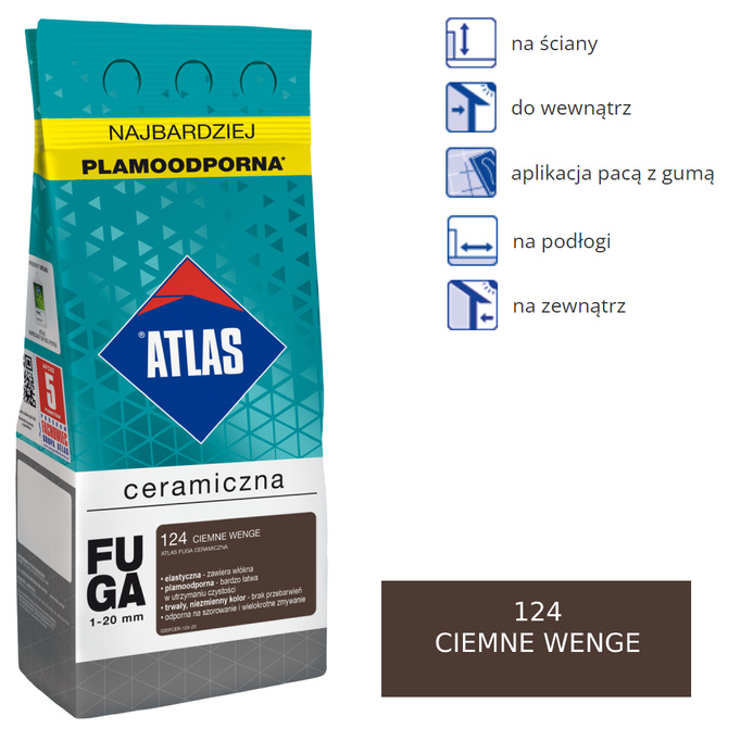 ATLAS FUGA CERAMICZNA - 124 ciemne wenge 5kg