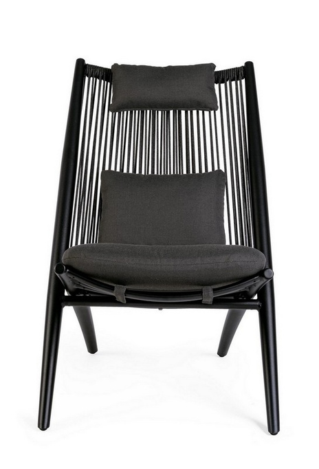 Fotel ogrodowy z poduszkami BOLZANO Acri czarny 66 x 84 x 98 cm - EKSPOZYCJA