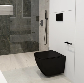 RAK Racer zestaw miska wisząca Davos + deska WC slim wolnoopadająca 52cm czarny mat RACSET2DS504.