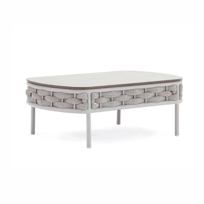 Stolik kawowy LOOP 107×69cm prostokątny beżowy aluminium