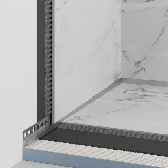 Listwa spadkowa przyścienna, Lewa srebrny szczotkowany 120cm LSSB-0004