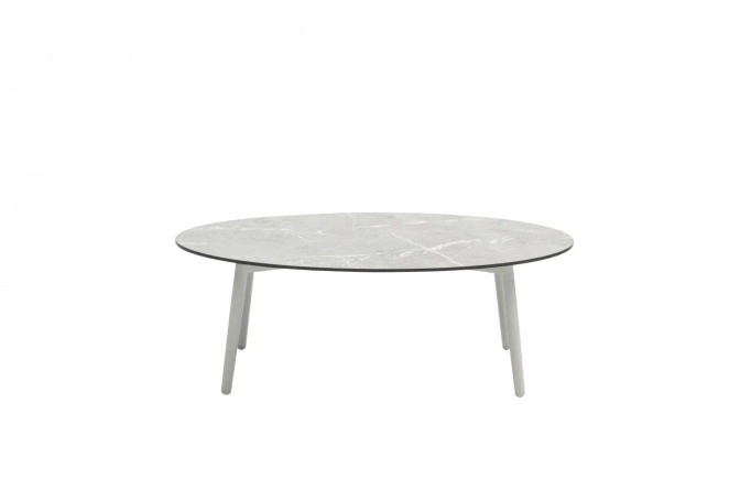 Stolik kawowy ogrodowy SCOOP owalny szary aluminium