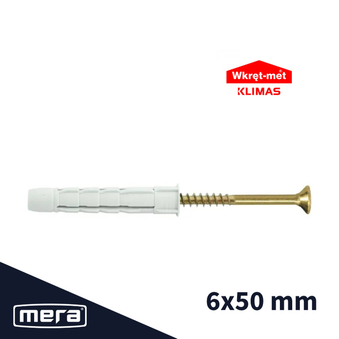 Wkręt-met kołki uniwersalne 6x50 z wkrętem z łbem stożkowym pz 3,5x60 100 szt.