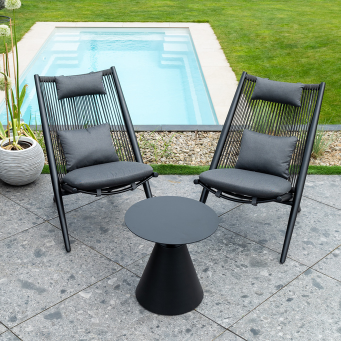 Fotel ogrodowy z poduszkami BOLZANO Acri czarny 66 x 84 x 98 cm