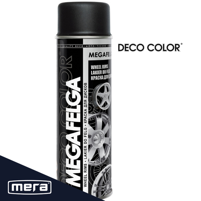 Spray Deco Color MEGAFELGA czarna satyna RAL9005 do felg i kołpaków 500ml