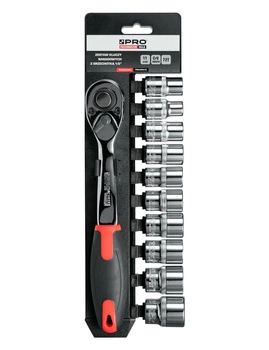 ZESTAW KLUCZY NASADOWYCH Z GRZECHOTKĄ 1/2" 11 SZT. CRV PRO-WK410