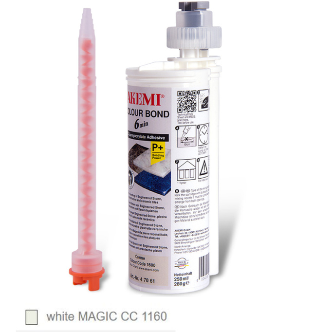 AKEMI COLOUR BOND 6min , KOLOR BIAŁY white MAGIC CC 1160 46112 żywica , klej do kamienia 250ml / 280g