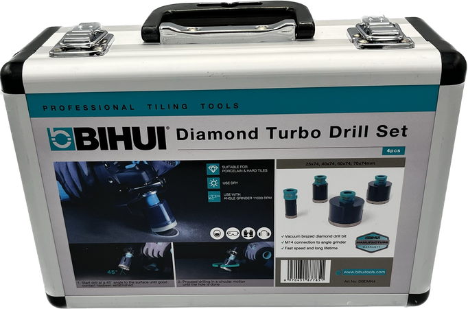 BIHUI wiertło - otwornica zestaw Turbo Drill 4szt + walizka DBDMK4