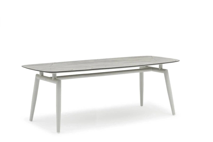 Stół ogrodowy SCOOP 180×91cm jasny szary aluminium
