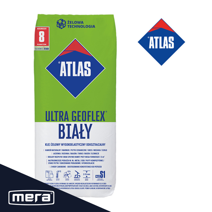 Atlas Geoflex Ultra bílý gel lepidlo 2-15 mm, vysoce elastická, deformace 22,5 kg