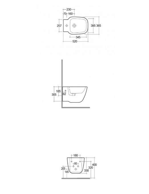 Rakovina jeden bidet visící skryté upevření bílé lesk el08awha / onbi00005.