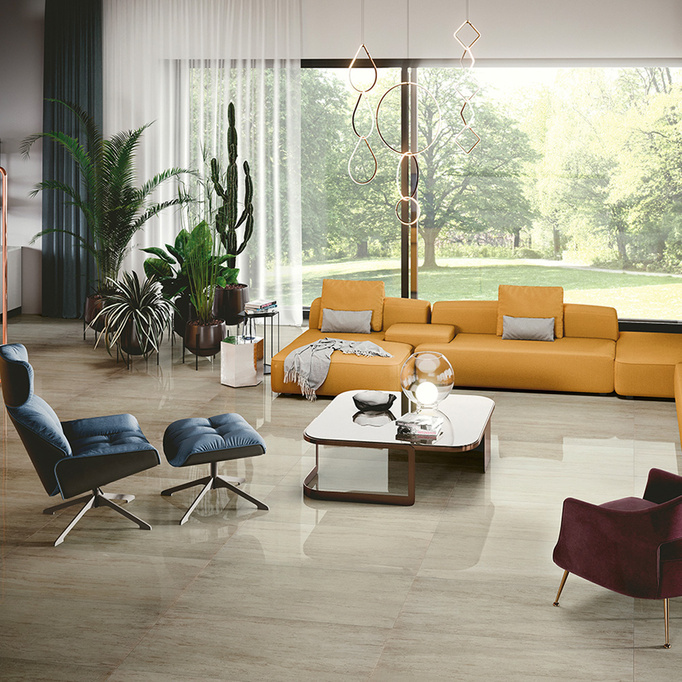 Płytka Serenissima Travertini Bianco Lux lappato 60x120 Imitacja kamienia  beżowy