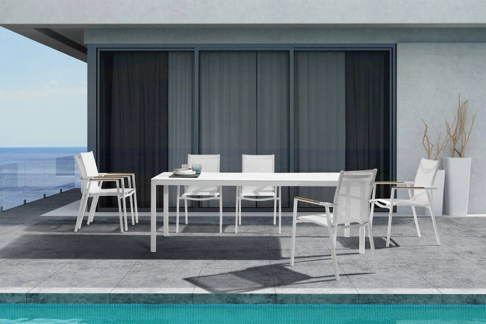 Stół ogrodowy LOOP 220×90cm prostokątny biały aluminium