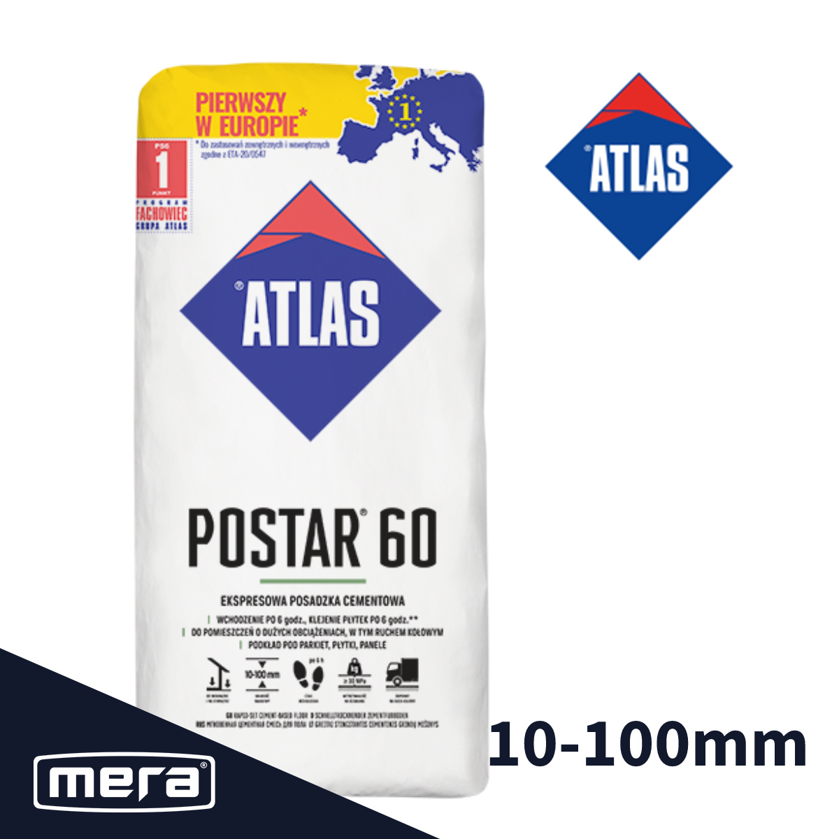 Postar 60 Atlas Ekspresowa Posadzka Cementowa 10 100 Mm 25kg Kup Teraz Mera Sklep 