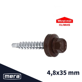 Wkręt-met wkręty farmerskie samowiercące z podkładką EPDM do blachy do drewna 4,8x35 RAL 8017 250 szt.