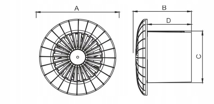Stropní koupelna ventilátor fi 100 standard