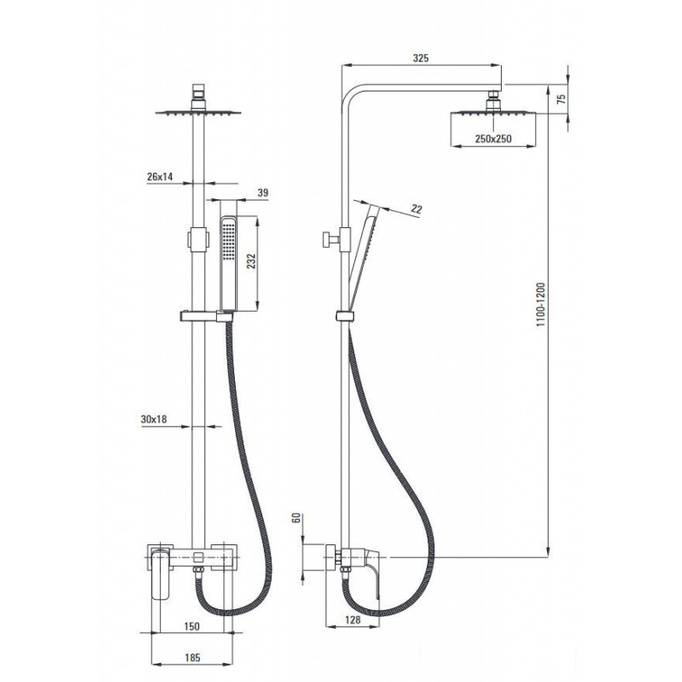 Sprchový sloupec, Nero Color