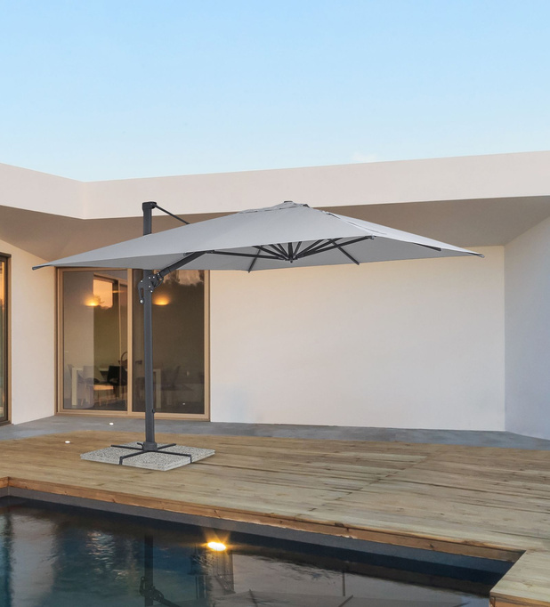 Parasol ogrodowy 400x400cm BOLZANO Ibis aluminium jasny szary