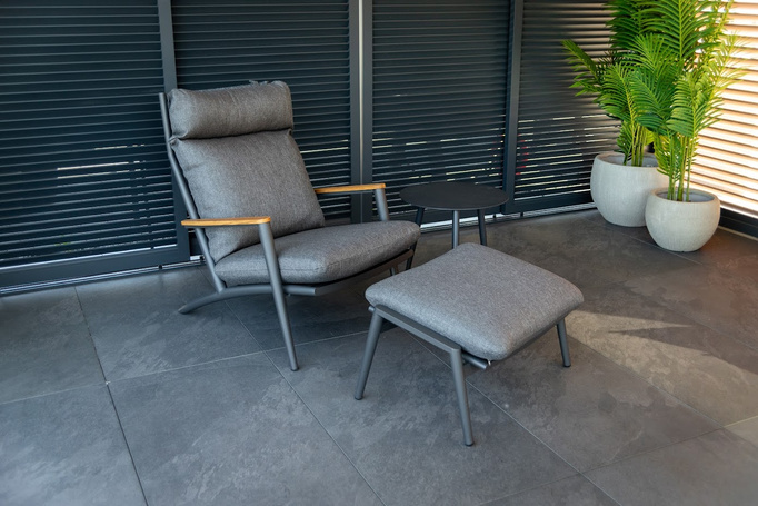 Fotel ogrodowy z podnóżkiem BOLZANO Incanto aluminium antracyt