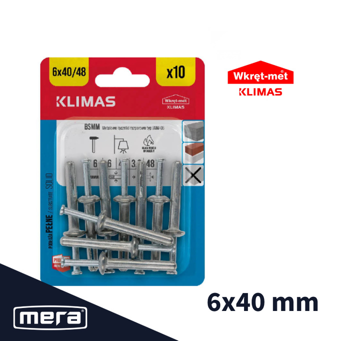 Wkręt-met kołki szybkiego montażu metalowe 6x40 10 szt.