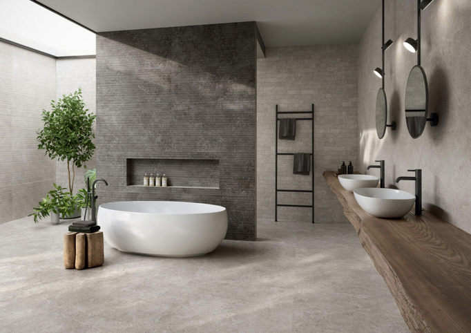 Płytka Novabell Landstone Gravel ścienno-podłogowa 120x120 mat imitacja kamienia szary