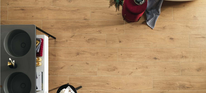 Matná obkladová a podlahová dlažba 20 x 120, imitace dřeva, hnědá