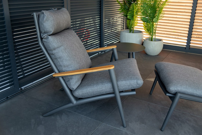 Fotel ogrodowy z podnóżkiem BOLZANO Incanto aluminium antracyt