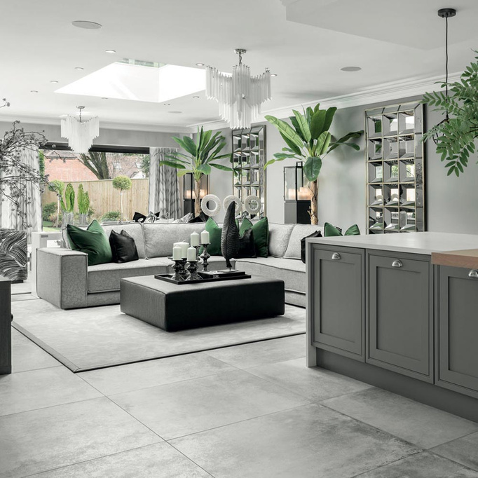 Płytka Gambini Hemisphere Steel ścienno-podłogowa lappato 90x90 imitacja betonu szary