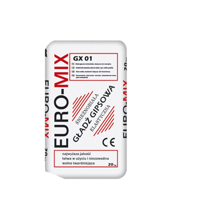 Euro-mix gładź gipsowa śnieżnobiała GX 01 20kg