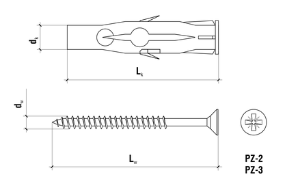 Členové školy Universal Pins 6x35 se šroubem se kuželovou hlavou 3,5x45 100 ks.