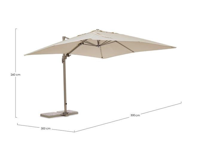 Parasol ogrodowy 3m x 3m BOLZANO Santorino aluminium piaskowy