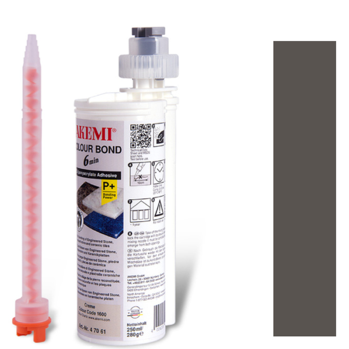 AKEMI COLOUR BOND 6min , KOLOR SZARY grey CC 1860 47087 żywica , klej do kamienia 250ml / 280g
