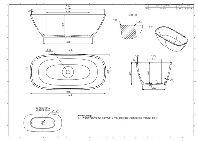 Oddělené bílé vany ares