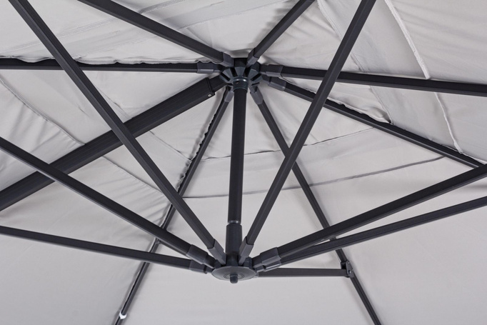 Parasol ogrodowy 400x400cm BOLZANO Ibis aluminium jasny szary