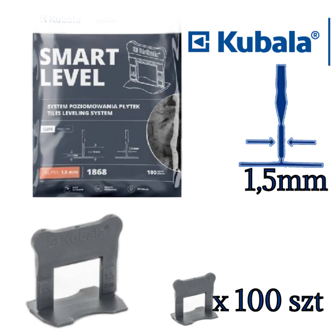Kubala SMART LEVEL Klipsy 1,5mm do poziomowania płytek 100szt 1868