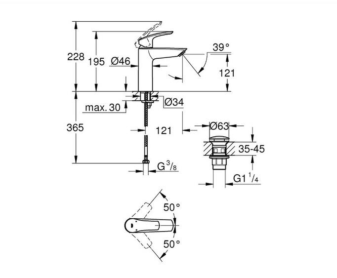 GROHE Eurosmart Bateria umywalkowa M 23923003 chrom